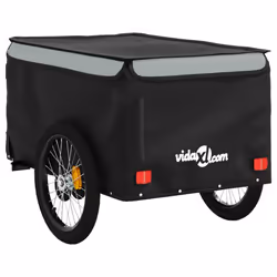 vidaXL Bike Cargo Trailer Bike Carriage Bicycle Wagon Trailer with Flag Iron - grey, 137 x 68 x 59 cm - Additional view 7