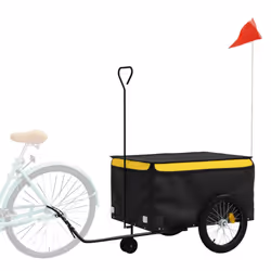 vidaXL Bike Cargo Trailer Bike Carriage Bicycle Wagon Trailer with Flag Iron - yellow, 137 x 68 x 59 cm - Additional view 2