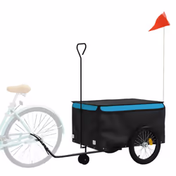 vidaXL Bike Cargo Trailer Bike Carriage Bicycle Wagon Trailer with Flag Iron - blue, 137 x 68 x 59 cm - Additional view 2