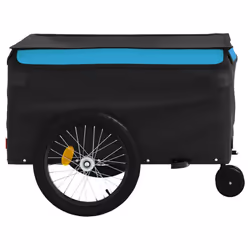 vidaXL Bike Cargo Trailer Bike Carriage Bicycle Wagon Trailer with Flag Iron - blue, 137 x 68 x 59 cm - Additional view 6