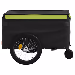 vidaXL Bike Cargo Trailer Bike Carriage Bicycle Wagon Trailer with Flag Iron - green, 137 x 68 x 59 cm - Additional view 6