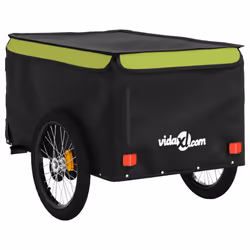 vidaXL Bike Cargo Trailer Bike Carriage Bicycle Wagon Trailer with Flag Iron - green, 137 x 68 x 59 cm - Additional view 7