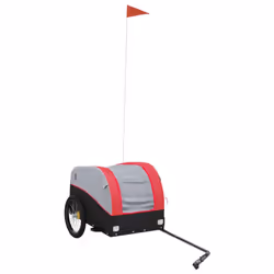 vidaXL Bike Trailer Bicycle Cargo Trailer Bike Cart Black and Red 45 kg Iron - red, 123 x 52 x 53 cm
