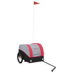 vidaXL Bike Trailer Bicycle Cargo Trailer Bike Cart Black and Red 45 kg Iron - red, 123 x 52 x 53 cm