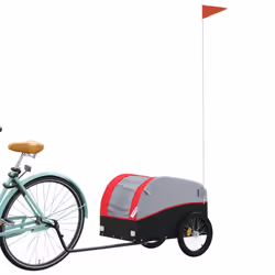 vidaXL Bike Trailer Bicycle Cargo Trailer Bike Cart Black and Red 45 kg Iron - red, 123 x 52 x 53 cm