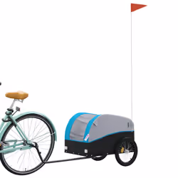 vidaXL Bike Trailer Bicycle Cargo Trailer Bike Cart Black and Red 45 kg Iron - blue, 123 x 52 x 53 cm