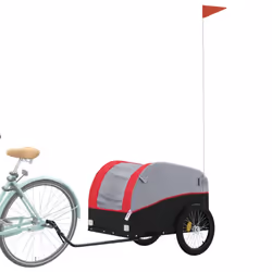 vidaXL Bike Cargo Trailer Bike Cart Bicycle Cargo Trailer Bike Wagon Iron - red, 126 x 63 x 63 cm