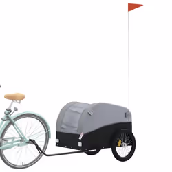 vidaXL Bike Cargo Trailer Bike Cart Bicycle Cargo Trailer Bike Wagon Iron - grey, 126 x 63 x 63 cm - Additional view 2