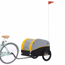 vidaXL Bike Cargo Trailer Bike Cart Bicycle Cargo Trailer Bike Wagon Iron - yellow, 126 x 63 x 63 cm - Additional view 2
