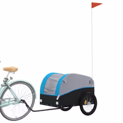 vidaXL Bike Cargo Trailer Bike Cart Bicycle Cargo Trailer Bike Wagon Iron - blue, 126 x 63 x 63 cm