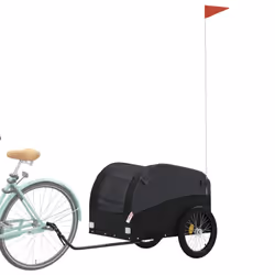 vidaXL Bike Cargo Trailer Bike Cart Bicycle Cargo Trailer Bike Wagon Iron - black, 126 x 63 x 63 cm