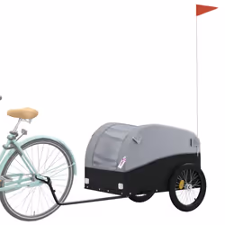 vidaXL Bike Cargo Trailer Bike Cart Bicycle Cargo Trailer Bike Wagon Iron - grey, 133 x 68 x 68 cm