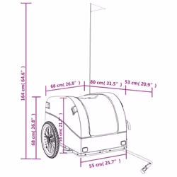 vidaXL Bike Cargo Trailer Bike Cart Bicycle Cargo Trailer Bike Wagon Iron - grey, 133 x 68 x 68 cm