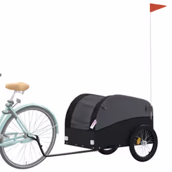 vidaXL Bike Cargo Trailer Bike Cart Bicycle Cargo Trailer Bike Wagon Iron - black, 133 x 68 x 68 cm - Additional view 2