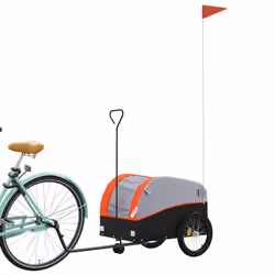 vidaXL Bike Trailer Bicycle Cargo Trailer Bike Cart Black and Red 45 kg Iron - orange, 52 x 123 x 53 cm - Additional view 2