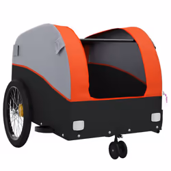 vidaXL Bike Trailer Bicycle Cargo Trailer Bike Cart Black and Red 45 kg Iron - orange, 52 x 123 x 53 cm - Additional view 4