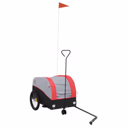 vidaXL Bike Trailer Bicycle Cargo Trailer Bike Cart Black and Red 45 kg Iron - red, 52 x 123 x 53 cm