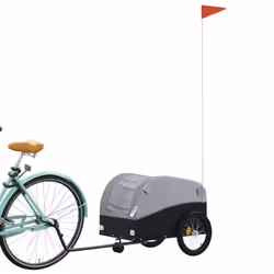 vidaXL Bike Trailer Bicycle Cargo Trailer Bike Cart Black and Green 30 kg Iron - grey