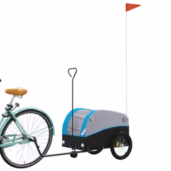 vidaXL Bike Trailer Bicycle Cargo Trailer Bike Cart Black and Red 45 kg Iron - blue, 52 x 123 x 53 cm