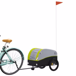 vidaXL Bike Trailer Bicycle Cargo Trailer Bike Cart Black and Green 30 kg Iron - green