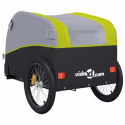 vidaXL Bike Trailer Bicycle Cargo Trailer Bike Cart Black and Green 30 kg Iron - green - Additional view 7