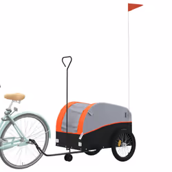 vidaXL Bike Cargo Trailer Bike Cart Bicycle Cargo Trailer Bike Wagon Iron - orange, 63 x 126 x 63 cm - Additional view 2