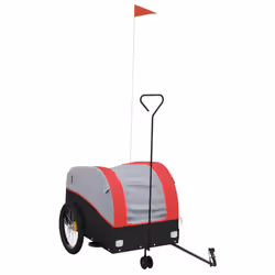 vidaXL Bike Trailer Bicycle Cargo Trailer Bike Cart Black and Red 45 kg Iron - red, 63 x 126 x 63 cm