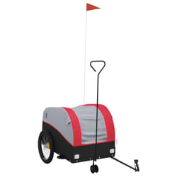 vidaXL Bike Trailer Bicycle Cargo Trailer Bike Cart Black and Red 45 kg Iron - red, 63 x 126 x 63 cm