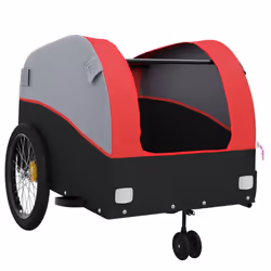 vidaXL Bike Trailer Bicycle Cargo Trailer Bike Cart Black and Red 45 kg Iron - red, 63 x 126 x 63 cm - Additional view 4