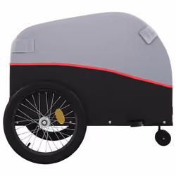 vidaXL Bike Trailer Bicycle Cargo Trailer Bike Cart Black and Red 45 kg Iron - red, 63 x 126 x 63 cm - Additional view 6