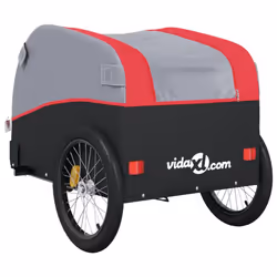 vidaXL Bike Trailer Bicycle Cargo Trailer Bike Cart Black and Red 45 kg Iron - red, 63 x 126 x 63 cm - Additional view 7