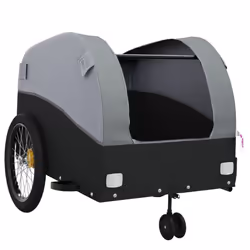 vidaXL Bike Trailer Bicycle Cargo Trailer Bike Cart Black and Red 45 kg Iron - grey, 63 x 126 x 63 cm - Additional view 4