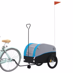 vidaXL Bike Trailer Bicycle Cargo Trailer Bike Cart Black and Red 45 kg Iron - blue, 63 x 126 x 63 cm - Additional view 2