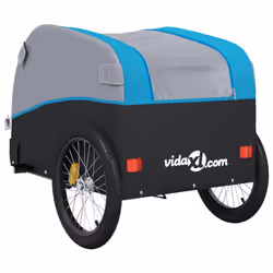 vidaXL Bike Trailer Bicycle Cargo Trailer Bike Cart Black and Red 45 kg Iron - blue, 63 x 126 x 63 cm - Additional view 7