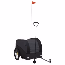 vidaXL Bike Trailer Bicycle Cargo Trailer Bike Cart Black and Red 45 kg Iron - black, 63 x 126 x 63 cm
