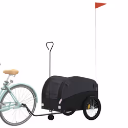 vidaXL Bike Trailer Bicycle Cargo Trailer Bike Cart Black and Red 45 kg Iron - black, 63 x 126 x 63 cm
