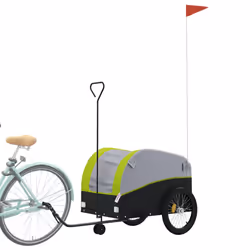 vidaXL Bike Trailer Bicycle Cargo Trailer Bike Cart Black and Red 45 kg Iron - green, 63 x 126 x 63 cm - Additional view 2