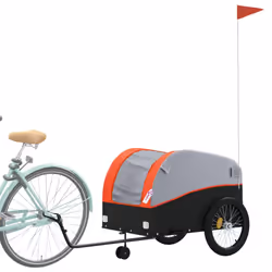 vidaXL Bike Trailer Bicycle Cargo Trailer Bike Cart Buggy Black 45 kg Iron - orange