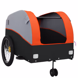 vidaXL Bike Trailer Bicycle Cargo Trailer Bike Cart Buggy Black 45 kg Iron - orange - Additional view 4