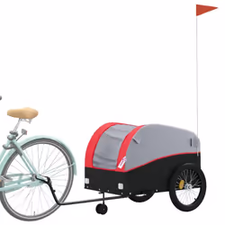 vidaXL Bike Cargo Trailer Bike Cart Bicycle Cargo Trailer Bike Wagon Iron - red, 68 x 133 x 68 cm