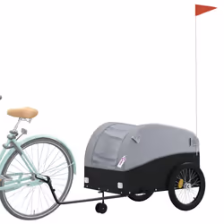 vidaXL Bike Cargo Trailer Bike Cart Bicycle Cargo Trailer Bike Wagon Iron - grey, 68 x 133 x 68 cm - Additional view 2