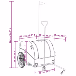 vidaXL Bike Cargo Trailer Bike Cart Bicycle Cargo Trailer Bike Wagon Iron - grey, 68 x 133 x 68 cm - Additional view 3