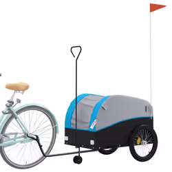 vidaXL Bike Trailer Bicycle Cargo Trailer Bike Cart Black and Red 45 kg Iron - blue, 68 x 133 x 68 cm - Additional view 2