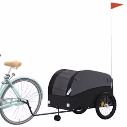 vidaXL Bike Trailer Bicycle Cargo Trailer Bike Cart Buggy Black 45 kg Iron - black