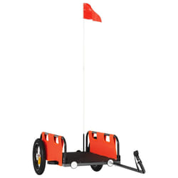vidaXL Cargo Bike Trailer Bike Wagon Trolley Cart Red Oxford Fabric and Iron - orange, 122 x 53 x 33 cm