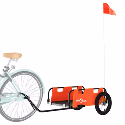 vidaXL Cargo Bike Trailer Bike Wagon Trolley Cart Red Oxford Fabric and Iron - orange, 122 x 53 x 33 cm