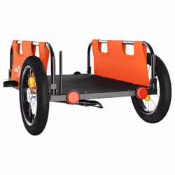 vidaXL Cargo Bike Trailer Bike Wagon Trolley Cart Red Oxford Fabric and Iron - orange, 122 x 53 x 33 cm - Additional view 6