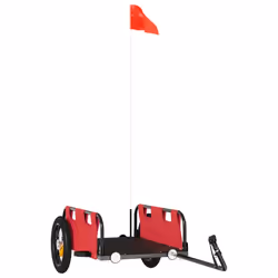 vidaXL Cargo Bike Trailer Bike Wagon Trolley Cart Red Oxford Fabric and Iron - red, 122 x 53 x 33 cm