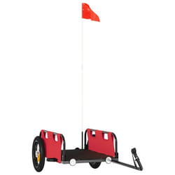 vidaXL Cargo Bike Trailer Bike Wagon Trolley Cart Red Oxford Fabric and Iron - red, 122 x 53 x 33 cm
