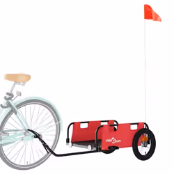 vidaXL Cargo Bike Trailer Bike Wagon Trolley Cart Red Oxford Fabric and Iron - red, 122 x 53 x 33 cm